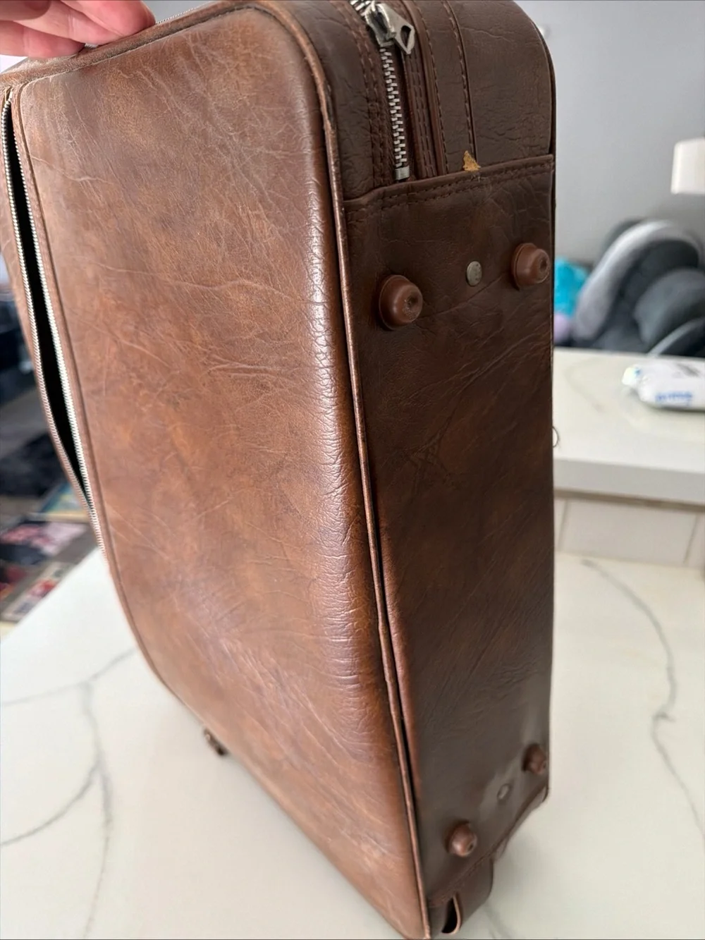 Brown Leather Briefcase Carry Bag